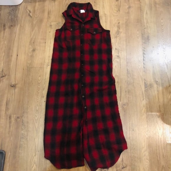 Super Long Vintage Plaid Shirt - Picture 3 of 6